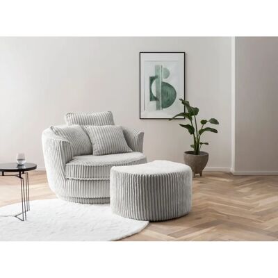 Leonique MAISIE Drehstuhl - Grau, 120x86x173cm, 3 Kissen, Hocker Leonique MAISIE Drehstuhl - Grau, 120x86x173cm, 3 Kissen, Hocker