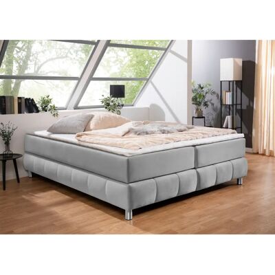 Andas Salo - Grau Samtoptik Boxspringbett - Komplettbett mit Topper Andas Salo - Grau Samtoptik Boxspringbett - Komplettbett mit Topper