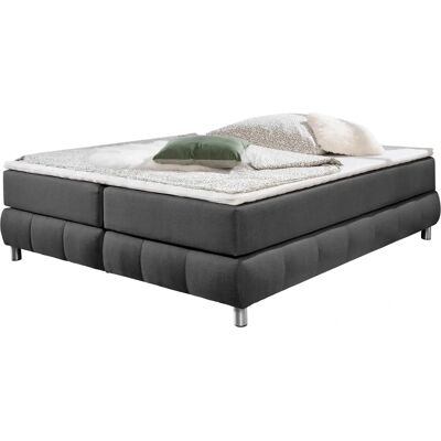 Andasu202fNordic Interior Salo - Boxspringbett, anthrazit, Komplett, ohne Kopfteil, mit Topper, in Überlänge Andasu202fNordic Interior Salo - Boxspringbett, anthrazit, Komplett, ohne Kopfteil, mit Topper, in Überlänge