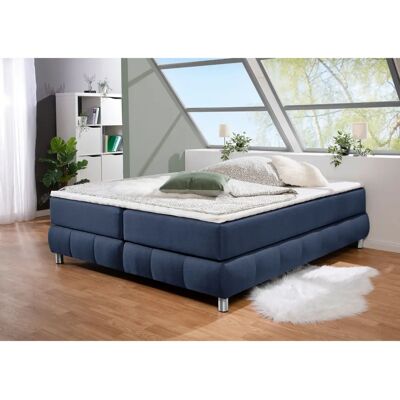 Andas Salo Blau Boxspringbett - Komplett mit Topper - H2 Andas Salo Blau Boxspringbett - Komplett mit Topper - H2