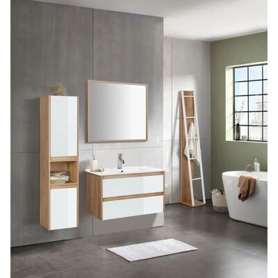 WELLTIME Torun Badezimmerwaschtisch - MDF Wandmontage mit Glasfront WELLTIME Torun Badezimmerwaschtisch - MDF Wandmontage mit Glasfront