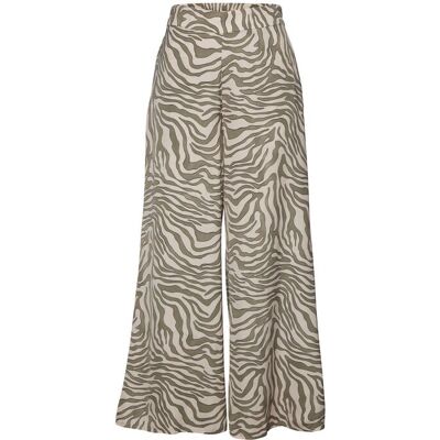 LASCANA Khaki Grün Tiermuster Satin Weitehose - Hose LASCANA Khaki Grün Tiermuster Satin Weitehose - Hose