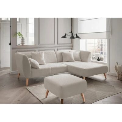 INOSIGN Colori L-Form Sofa - Mikrofaser, 4 Kissen, Naturholzfüße INOSIGN Colori L-Form Sofa - Mikrofaser, 4 Kissen, Naturholzfüße
