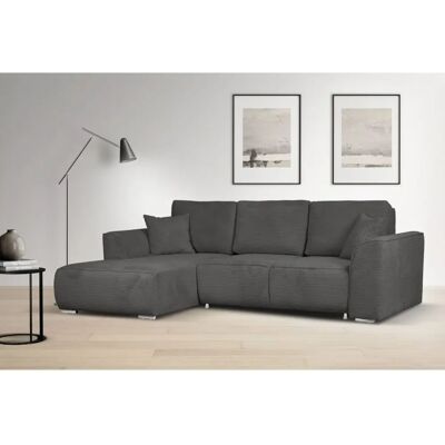 INOSIGN Beatrice L-Form Sofa - Modern, Grau Cord, Bettfunktion INOSIGN Beatrice L-Form Sofa - Modern, Grau Cord, Bettfunktion