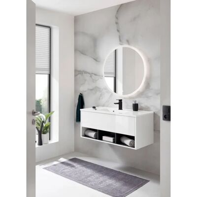 Places of Style Badmöbel-Set - Weiß, 100x80cm, Rund Spiegel Places of Style Badmöbel-Set - Weiß, 100x80cm, Rund Spiegel