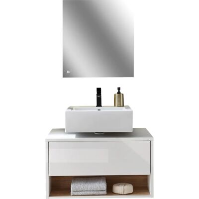 Places of Style Studio Line Badezimmer-Set Weiß Eiche Dekor - Badmöbel-Set Places of Style Studio Line Badezimmer-Set Weiß Eiche Dekor - Badmöbel-Set