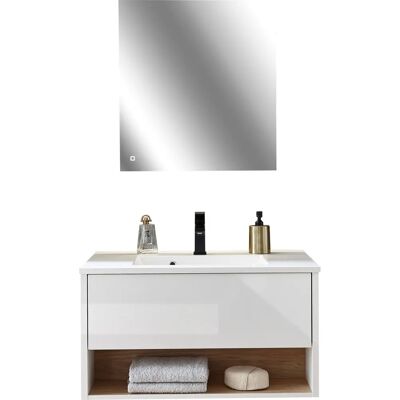 PLACES OF STYLE Studio Line Badezimmermöbel-Set - Weiß, Eiche-Dekor, 80cm PLACES OF STYLE Studio Line Badezimmermöbel-Set - Weiß, Eiche-Dekor, 80cm