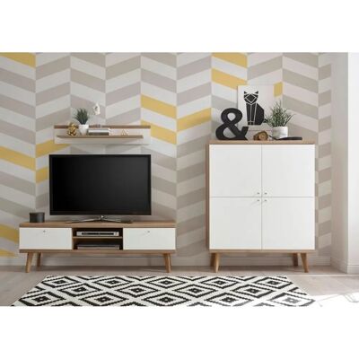 Andas Nordic Wohnwand mit Holzoptik - Wohnzimmermöbel Andas Nordic Wohnwand mit Holzoptik - Wohnzimmermöbel