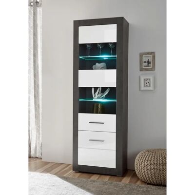 INOSIGN Etero - Dunkelgrau Beton, Weiß MDF Hochglanz - Vitrine INOSIGN Etero - Dunkelgrau Beton, Weiß MDF Hochglanz - Vitrine
