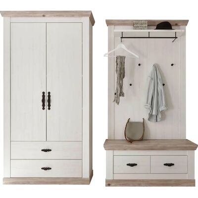 HOME AFFAIRE Florenz Weiß Holzmodulares Garderoben-Set HOME AFFAIRE Florenz Weiß Holzmodulares Garderoben-Set