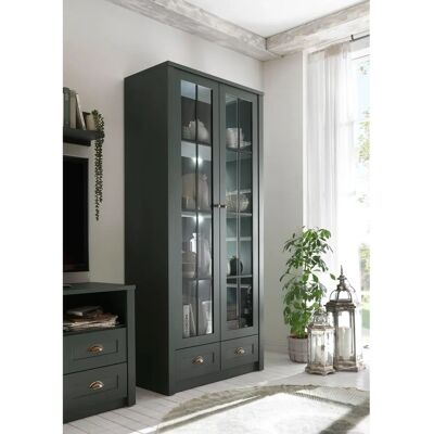 HOME AFFAIRE Ascot - Grüne Vitrine mit 2 Türen, Regale & Schubladen HOME AFFAIRE Ascot - Grüne Vitrine mit 2 Türen, Regale & Schubladen