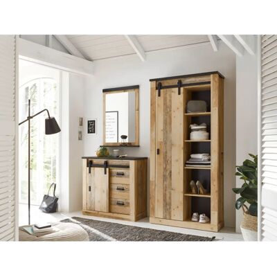 Home affaire SHERWOOD Garderoben-Set - 206x201x43 cm, Braun, mit Scheunentorbeschlag - Garderoben-Set Home affaire SHERWOOD Garderoben-Set - 206x201x43 cm, Braun, mit Scheunentorbeschlag - Garderoben-Set