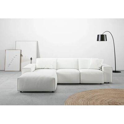 Andasu202fNordic Interior Glimminge L-Form Sofa - L-Form, Weißer Chenille, Ottomane links Andasu202fNordic Interior Glimminge L-Form Sofa - L-Form, Weißer Chenille, Ottomane links