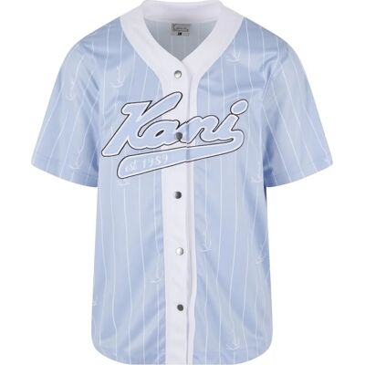 Karl Kani Varsity Logo Pinstripe Baseball Shirt - L Herren Karl Kani Varsity Logo Pinstripe Baseball Shirt - L Herren