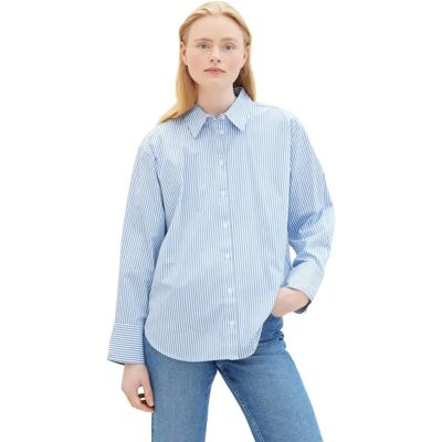 TOM TAILOR DENIM Niebiesko-biały Paski Luźny Krój TOM TAILOR DENIM Niebiesko-biały Paski Luźny Krój