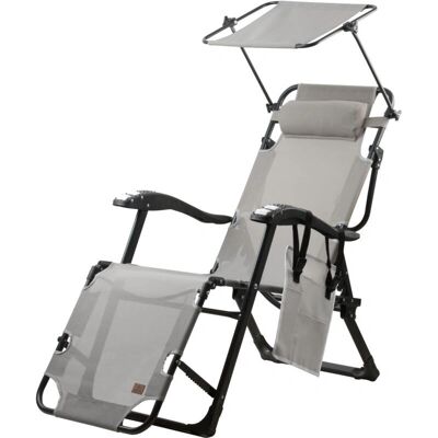 Campfeuer - Tumbona con Parasol Color Gris - Sun Lounger - Publicité Campfeuer - Tumbona con Parasol Color Gris - Sun Lounger - Publicité