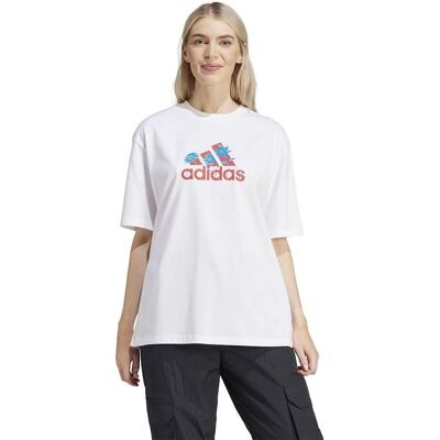 Adidas IT1421 Witte Relaxte Pasvorm T-shirt - T-shirt Adidas IT1421 Witte Relaxte Pasvorm T-shirt - T-shirt