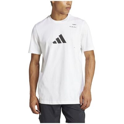Adidas Valkoinen Puuvillainen Graafinen Tennispaita Adidas Valkoinen Puuvillainen Graafinen Tennispaita