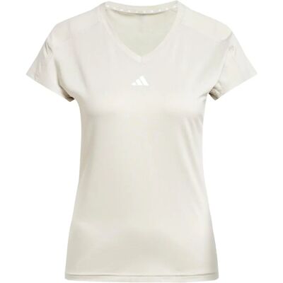 adidas AEROREADY Train Essentials Minimal Branding V-Ausschnitt T-Shirt - Damen - Beige adidas AEROREADY Train Essentials Minimal Branding V-Ausschnitt T-Shirt - Damen - Beige