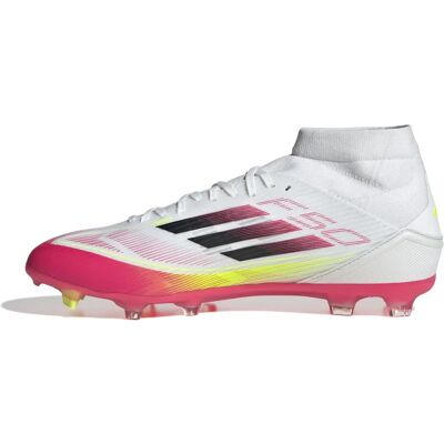 Adidas F50 League Mid FG/MG Fußballschuhe - Weiß, Schwarz, Gelb - Fußballschuhe Adidas F50 League Mid FG/MG Fußballschuhe - Weiß, Schwarz, Gelb - Fußballschuhe