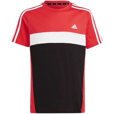 adidas Tiberio 3-Stripes Colorblock Cotton T-Shirt - Kids - Red adidas Tiberio 3-Stripes Colorblock Cotton T-Shirt - Kids - Red