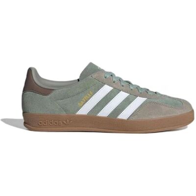 Tênis para interior adidas Originals Gazelle - Prata/Verde/Branco - Homem Tênis para interior adidas Originals Gazelle - Prata/Verde/Branco - Homem