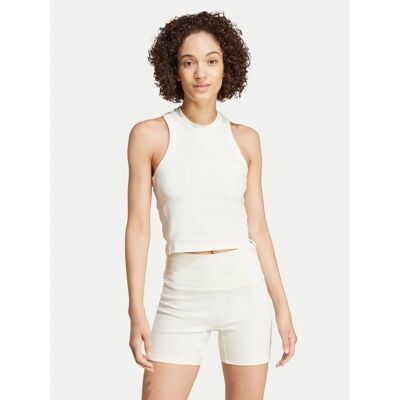Adidas Biały Lounge Ribbed Crop Top - Tank Top Adidas Biały Lounge Ribbed Crop Top - Tank Top