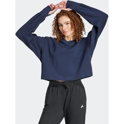 adidas ALL SZN Rippstrick V-Ausschnitt Sweatshirt - Damen - Blau adidas ALL SZN Rippstrick V-Ausschnitt Sweatshirt - Damen - Blau
