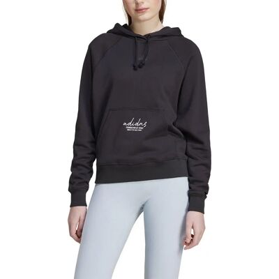 adidas Signature Graphic Embroidery French Terry Loose Hoodie - Kobieta - Czarna - Bluzy i mócne z kapturem adidas Signature Graphic Embroidery French Terry Loose Hoodie - Kobieta - Czarna - Bluzy i mócne z kapturem