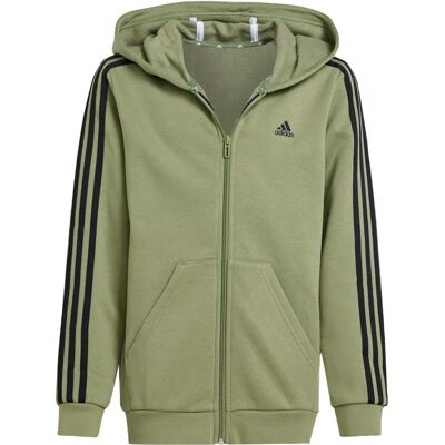 adidas Kinder Essentials 3-Streifen Fleece Hoodie - Grün adidas Kinder Essentials 3-Streifen Fleece Hoodie - Grün