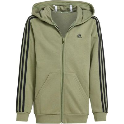 adidas Essentials 3-Streifen Fleece Full-Zip Hoodie Grün adidas Essentials 3-Streifen Fleece Full-Zip Hoodie Grün