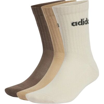 adidas Linear Crew Cushioned Socks - 3 Pairs - Brown adidas Linear Crew Cushioned Socks - 3 Pairs - Brown