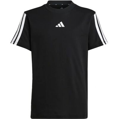 adidas Kinder Baumwolle 3 Streifen T-Shirt - Schwarz adidas Kinder Baumwolle 3 Streifen T-Shirt - Schwarz