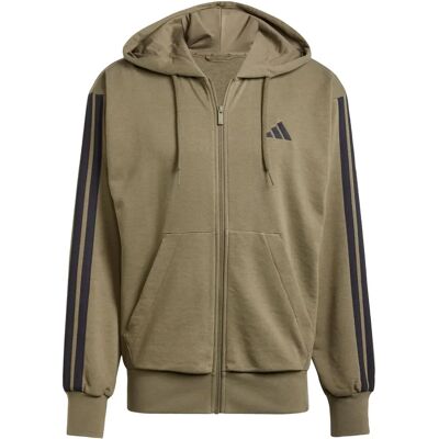 adidas Zielona French Terry 3-Stripes Full-Zip Hoodie adidas Zielona French Terry 3-Stripes Full-Zip Hoodie