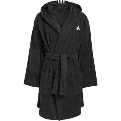 adidas S Schwarzer Kapuzenbademantel - Bademantel adidas S Schwarzer Kapuzenbademantel - Bademantel