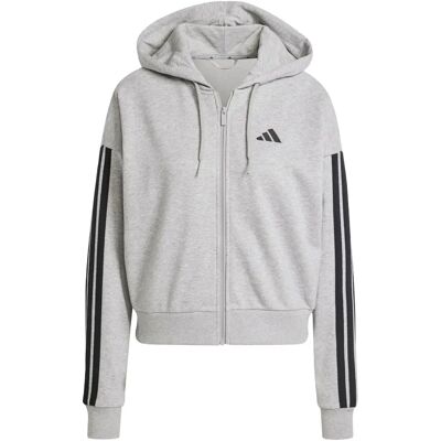 adidas Damen Grau French Terry 3-Streifen Kapuzenpullover adidas Damen Grau French Terry 3-Streifen Kapuzenpullover