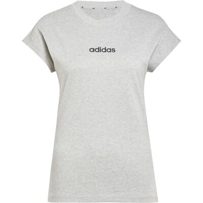 Adidas Linear Graues Baumwoll-T-Shirt - T-Shirt Adidas Linear Graues Baumwoll-T-Shirt - T-Shirt