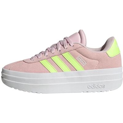 adidas VL Court Bold Rosa Amarelo Branco Jovem - Tênis adidas VL Court Bold Rosa Amarelo Branco Jovem - Tênis