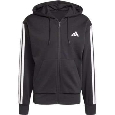 adidas M 3S FL FZ HD Czarny/Biały Bluza z kapturem - Bluza z kapturem adidas M 3S FL FZ HD Czarny/Biały Bluza z kapturem - Bluza z kapturem