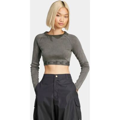 adidas Czarny ribowany crop top z długim rękawem - Crop Top adidas Czarny ribowany crop top z długim rękawem - Crop Top