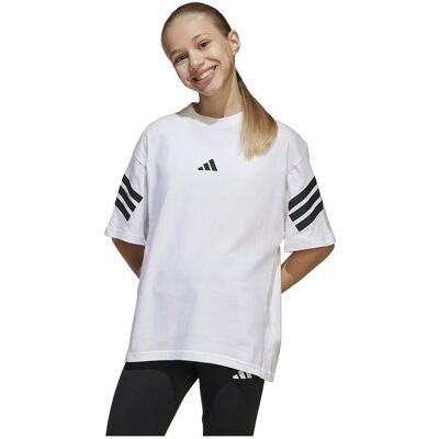Adidas Kinder Baumwoll T-Shirt - Sportlich, Weiß/Schwarz - T-Shirt Adidas Kinder Baumwoll T-Shirt - Sportlich, Weiß/Schwarz - T-Shirt
