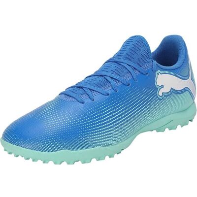 PUMA Future 7 Play TT Zapatos de fútbol azul y blanco PUMA Future 7 Play TT Zapatos de fútbol azul y blanco
