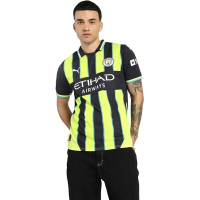 Chemise d’extérieur Manchester City 24/25 de Puma - Marine/Vert/Jaune - Maillot de football à manches courtes - Publicité Chemise d’extérieur Manchester City 24/25 de Puma - Marine/Vert/Jaune - Maillot de football à manches courtes - Publicité