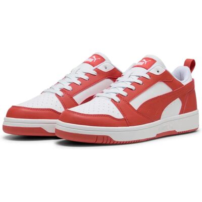 Baskets PUMA Rebound V6 Low - Blanc Rouge Feu - Style Basket Baskets PUMA Rebound V6 Low - Blanc Rouge Feu - Style Basket