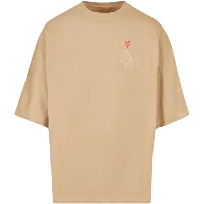 MERCHCODE K Heart Huge T-Shirt Beige Oversize - Casual MERCHCODE K Heart Huge T-Shirt Beige Oversize - Casual