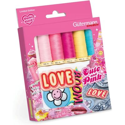 Kit de couture rose Gütermann - Fils en polyester & Patch décoratif Kit de couture rose Gütermann - Fils en polyester & Patch décoratif