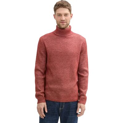 TOM TAILOR M Pull à Col Rond Rouge Melangé - Pull TOM TAILOR M Pull à Col Rond Rouge Melangé - Pull