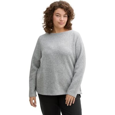 TOM TAILOR PLUS Model 46 Fleecowa bluza z dekoltem w U TOM TAILOR PLUS Model 46 Fleecowa bluza z dekoltem w U