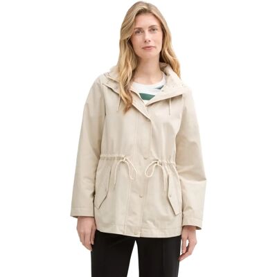 Tom Tailor Parka Beige Imperméable avec Capuche Amovible Tom Tailor Parka Beige Imperméable avec Capuche Amovible