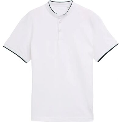 Tom Tailor Wit Poloshirt met Staande Kraag - Heren Maat L Tom Tailor Wit Poloshirt met Staande Kraag - Heren Maat L